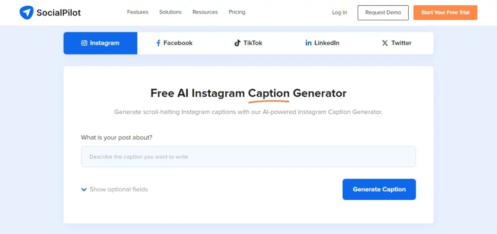 SocialPilot AI Caption Generator